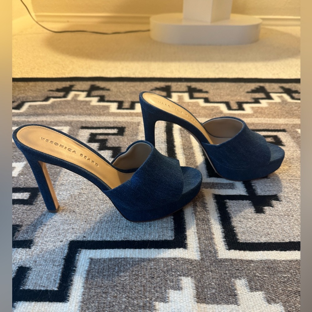 Veronica Beard Dali Platform Denim Mules 8.5